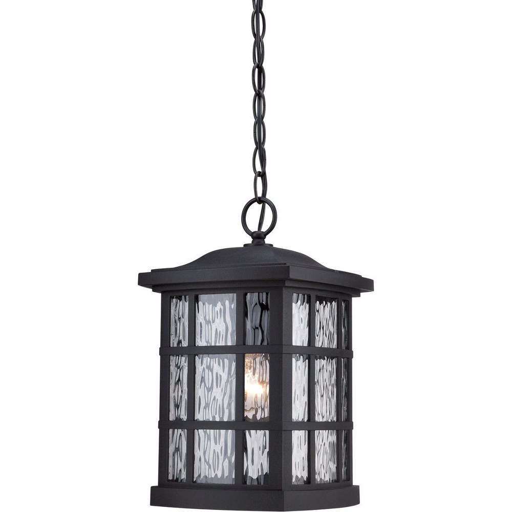Quoizel Lighting-SNN1909K-Stonington - 1 Light Outdoor Hanging Lantern - 15 Inches high   Mystic Black Finish with Clear Water Glass