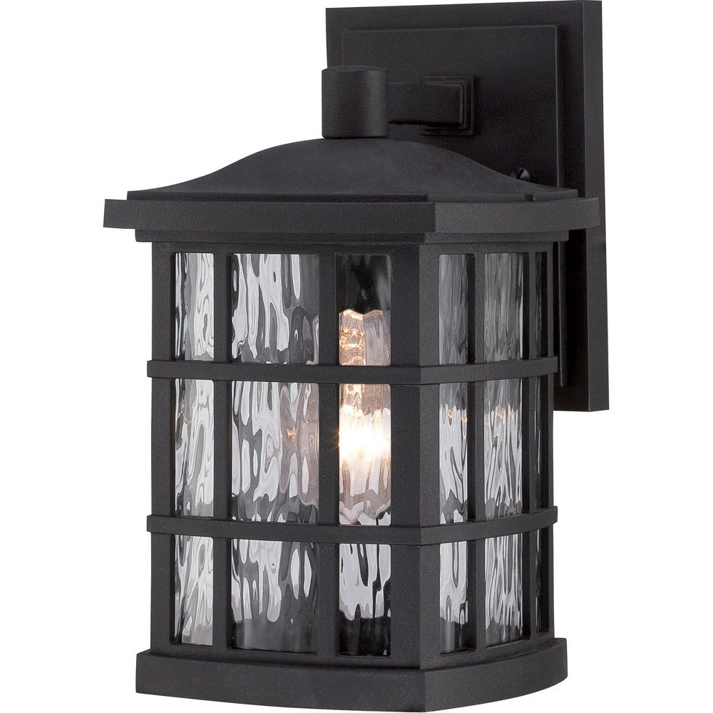 Quoizel Lighting-SNN8406K-Stonington - 1 Light Outdoor Wall Mount - 10.5 Inches high   Mystic Black Finish with Clear Water Glass