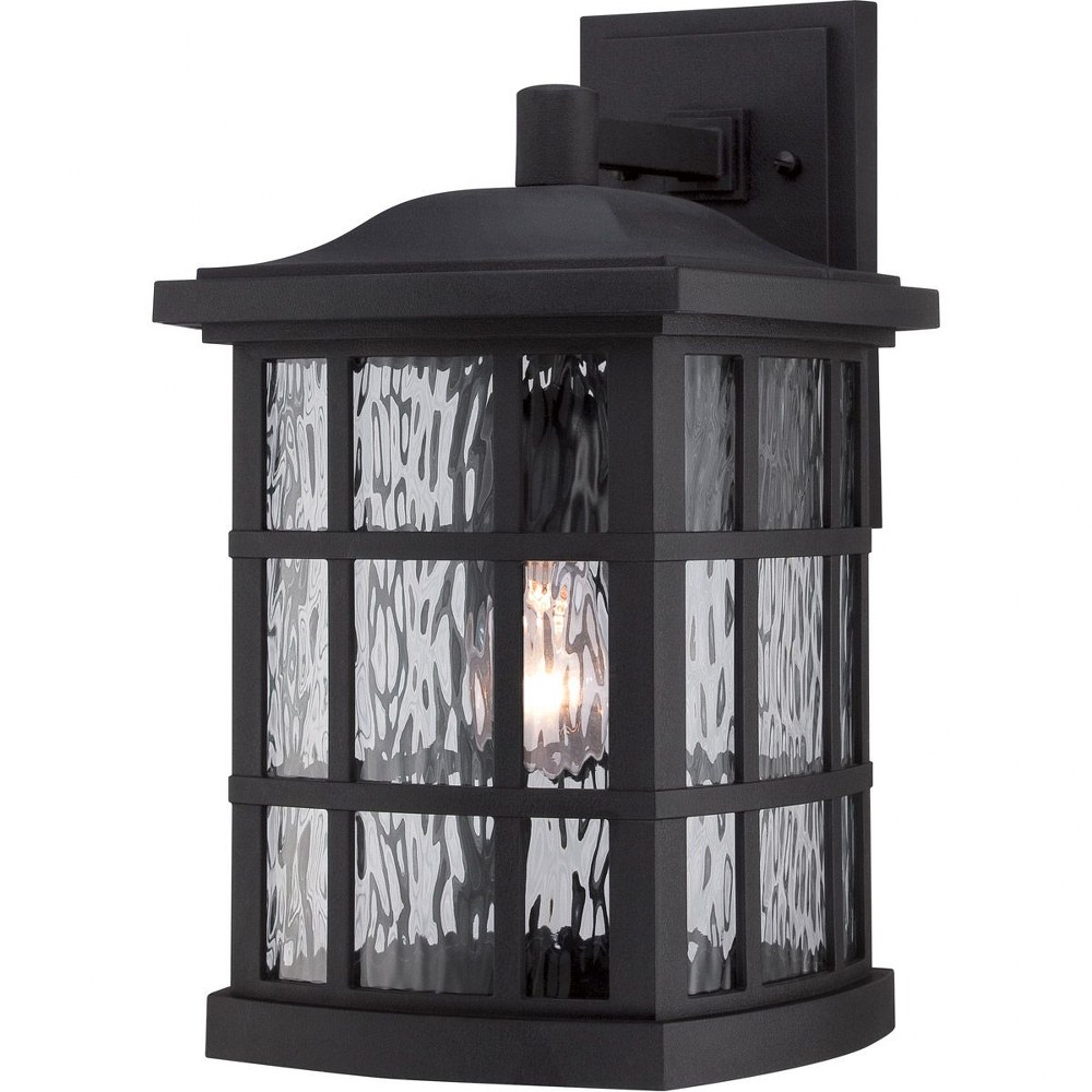 Quoizel Lighting-SNN8409K-Stonington - 1 Light Outdoor Wall Mount - 15.5 Inches high   Mystic Black Finish with Clear Water Glass