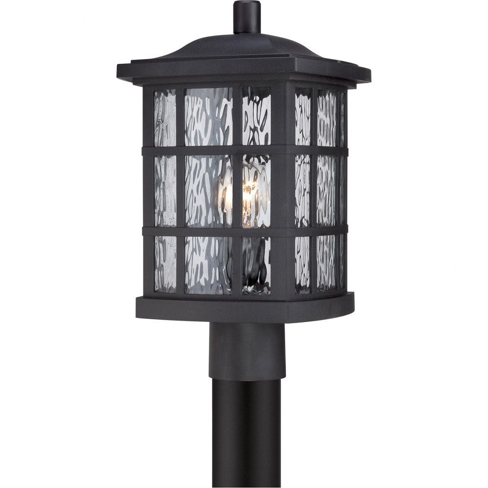 Quoizel Lighting-SNN9009K-Stonington - 1 Light Outdoor Post Lantern - 16.5 Inches high   Mystic Black Finish with Clear Water Glass