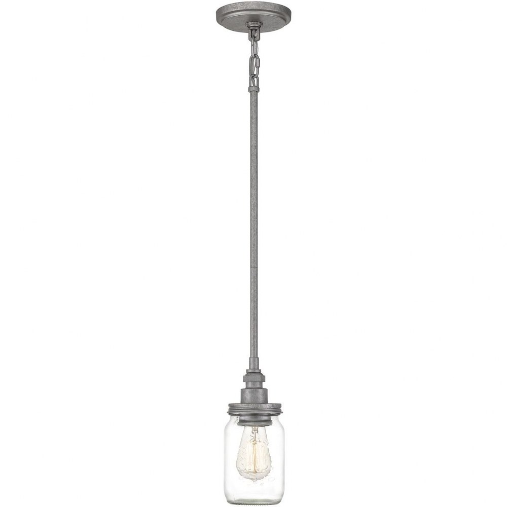 Quoizel Lighting-SQR1504GV-Squire - One Light Mini Pendant Galvanized  Rustic Black Finish with Clear Glass