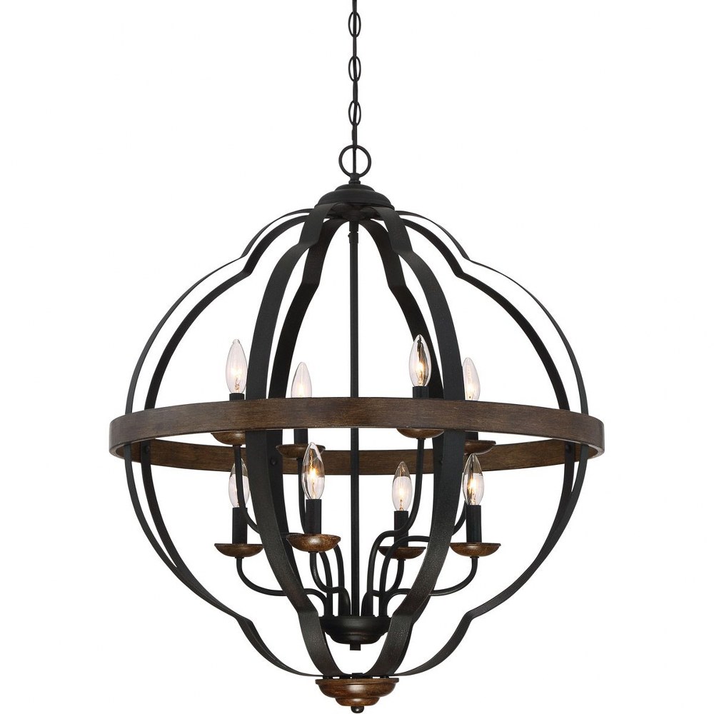 Quoizel Lighting-SRN5208MK-Siren Large Cage Chandelier 8 Light Steel   Marcado Black Finish