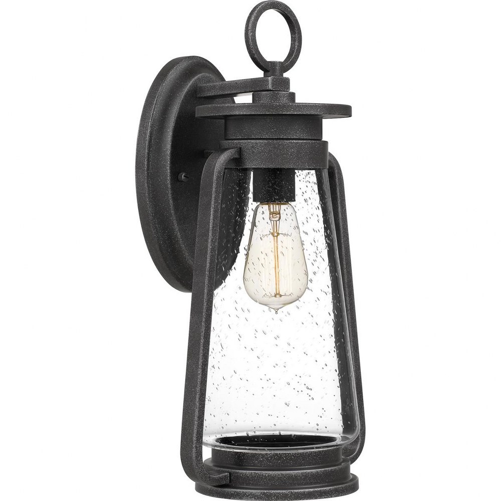 Quoizel Lighting-SUT8409SPB-Sutton - 1 Light Large Outdoor Wall Lantern - 17.5 Inches high   Speckled Black Finish