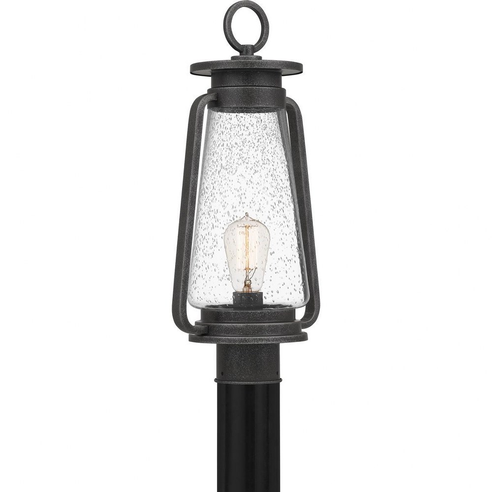 Quoizel Lighting-SUT9009SPB-Sutton - 1 Light Outdoor Post Lantern - 19.25 Inches high   Speckled Black Finish