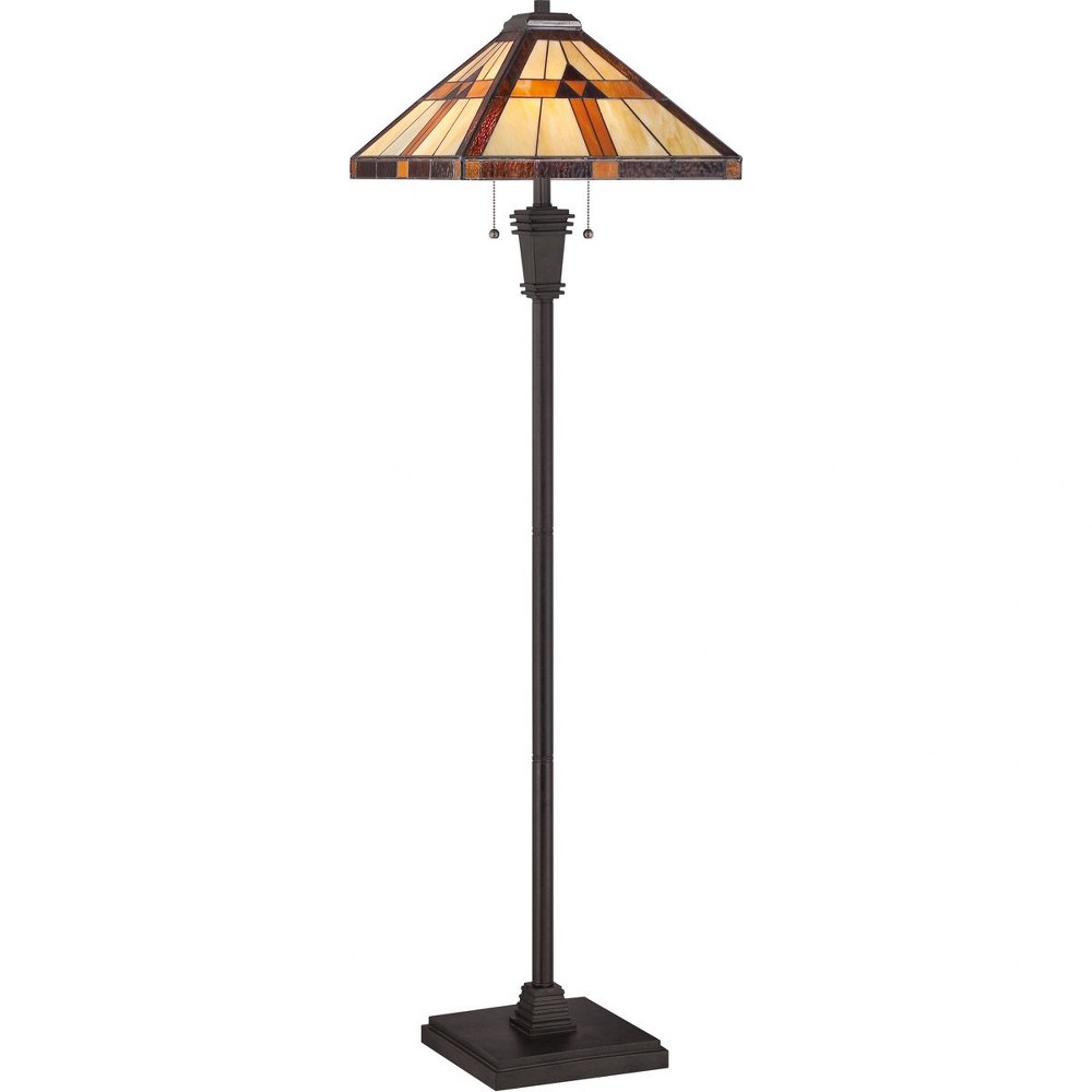 Quoizel Lighting-TF1427F-Bryant - 2 Light Floor Lamp   Authentic Bronze Patina Finish with Tiffany Glass