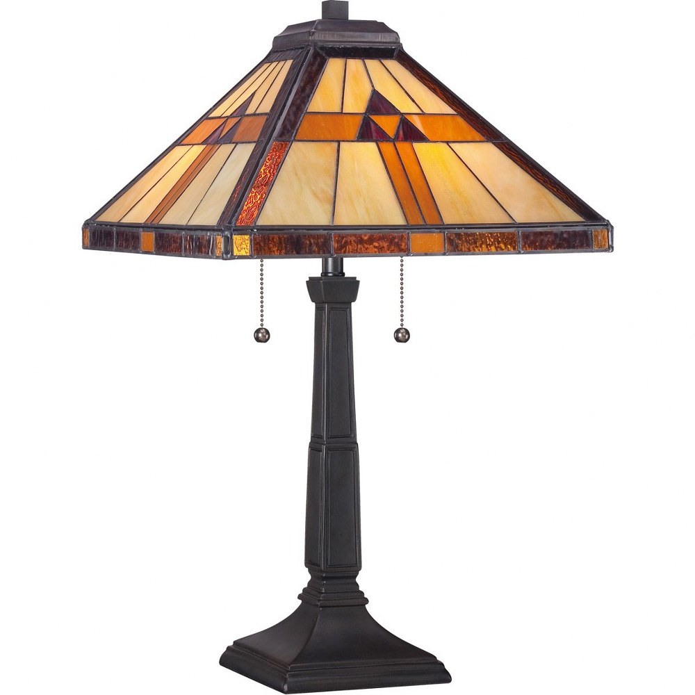Quoizel Lighting-TF1427T-Bryant - 2 Light Table Lamp   Authentic Bronze Patina Finish with Tiffany Glass