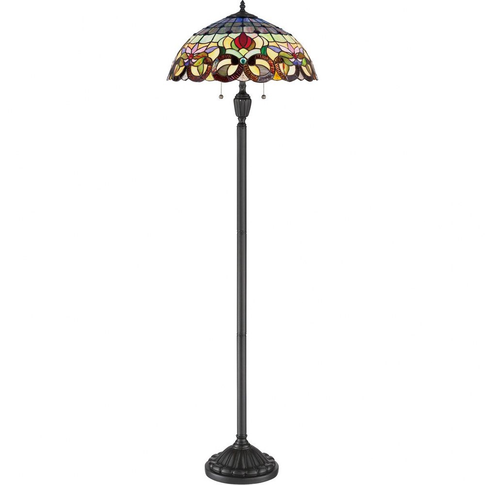 Quoizel Lighting-TF3180FVB-Tiffany - 2 Light Floor Lamp   Vintage Bronze Finish with Tiffany Glass