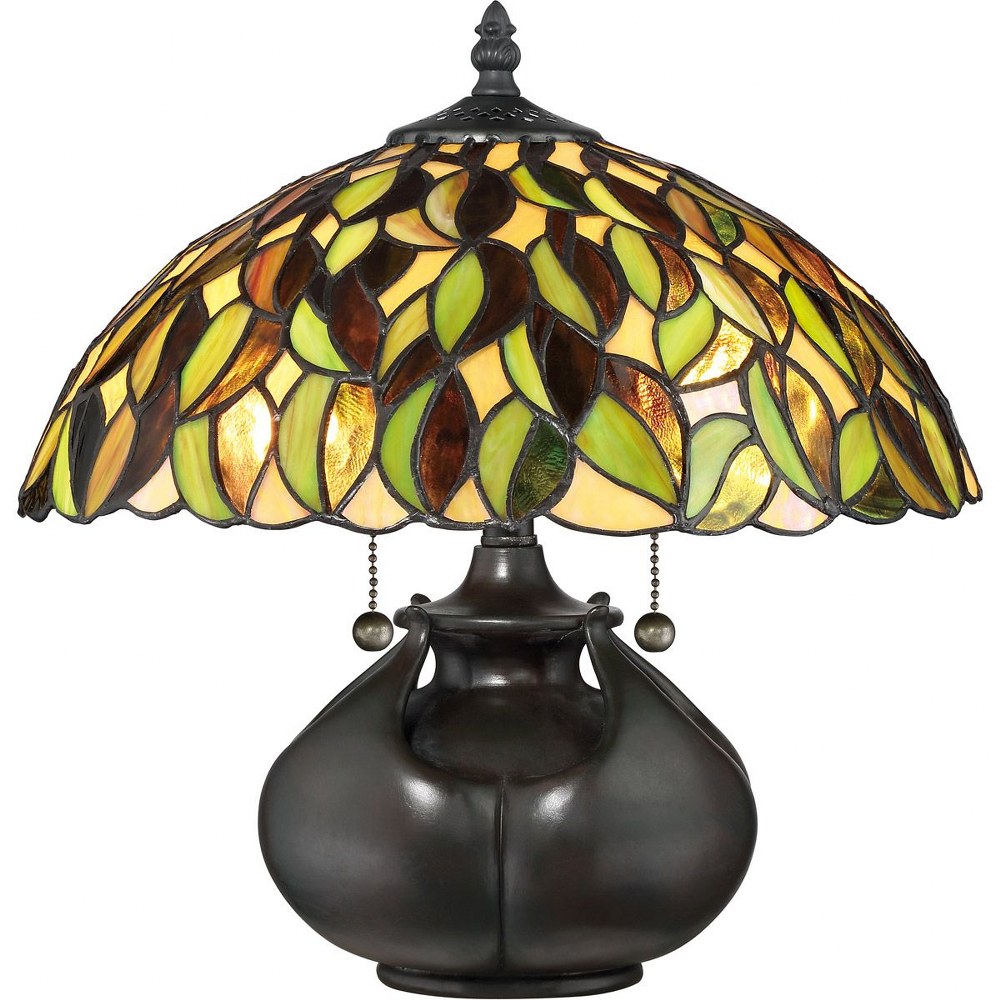 Quoizel Lighting-TF3181T-Tiffany - 14.17 Inch 2 Light Table Lamp   Valiant Bronze Finish with Tiffany Glass