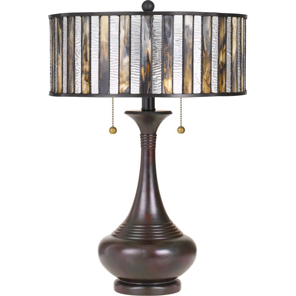 Quoizel Lighting-TF3334TVA-Tiffany - 2 Light Table Lamp - 21.5 Inches high   Valiant Bronze Finish with Tiffany Glass