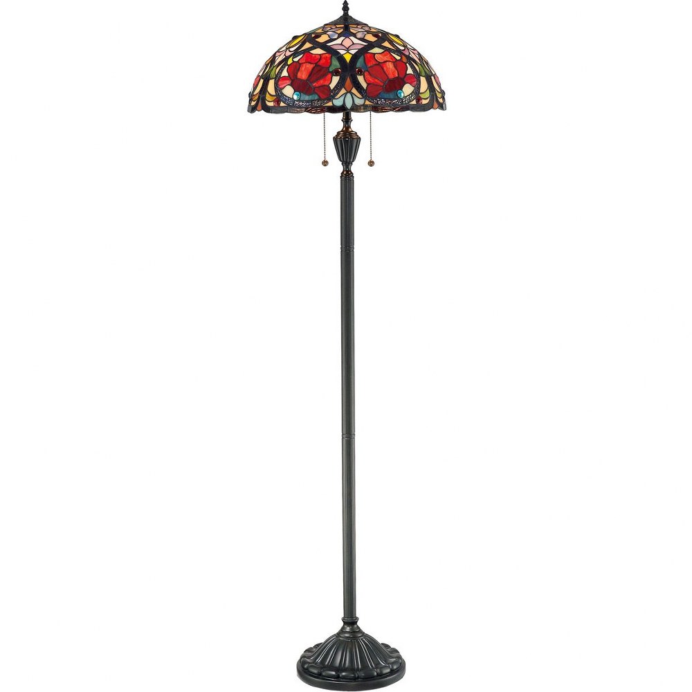 Quoizel Lighting-TF879F-Larissa - 2 Light Floor Lamp - 62 Inches high   Vintage Bronze Finish with Tiffany Glass