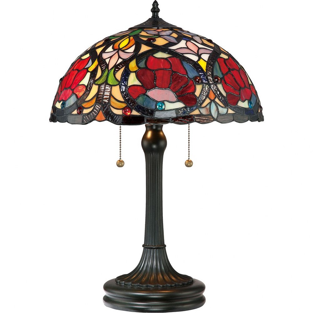 Quoizel Lighting-TF879T-Larissa - 2 Light Table Lamp   Vintage Bronze Finish with Tiffany Glass