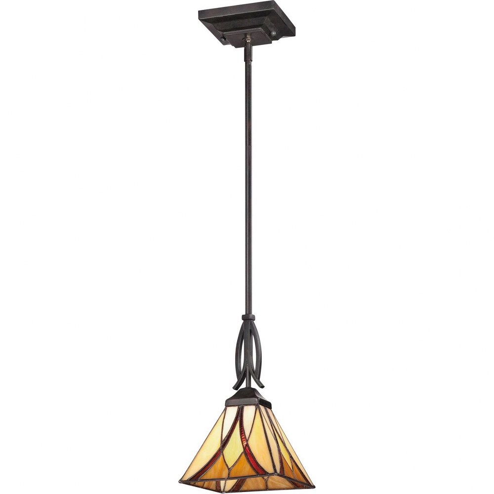 Quoizel Lighting-TFAS1507VA-Asheville Pendant 1 Light   Valiant Bronze Finish with Tiffany Glass