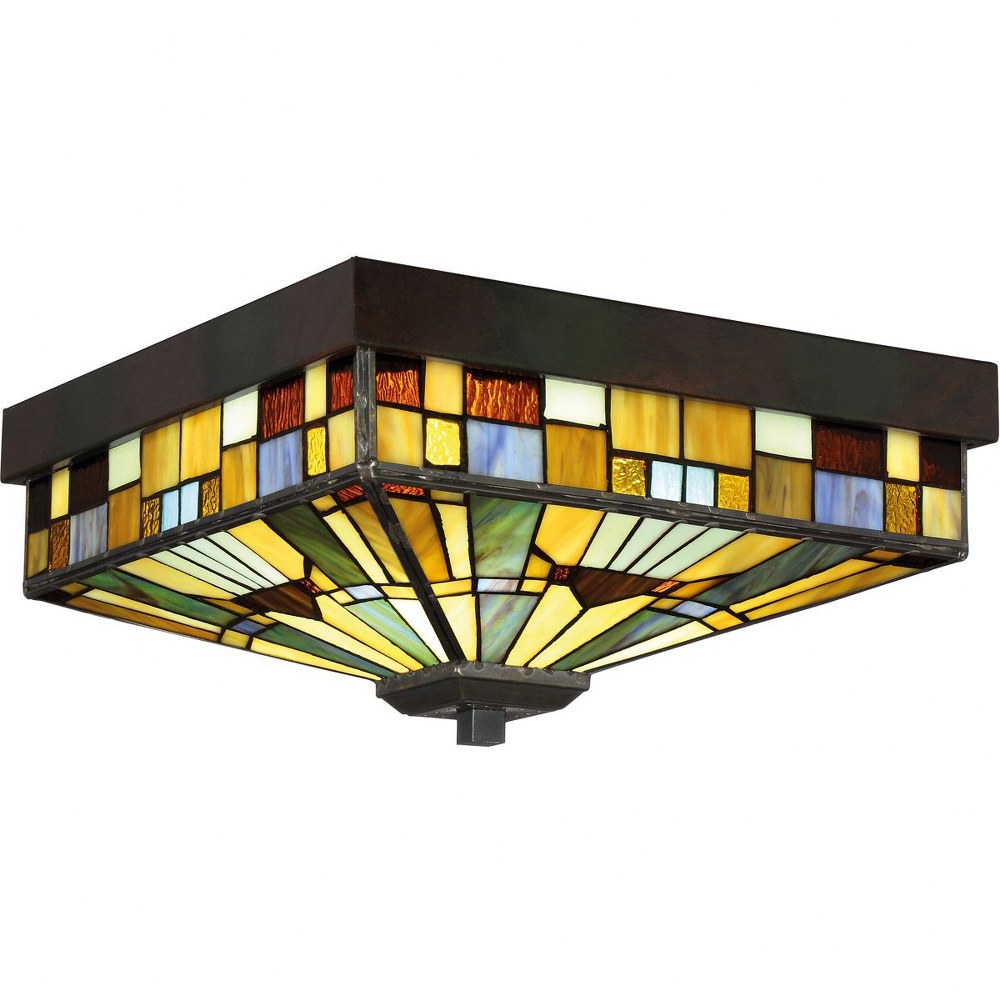 Quoizel Lighting-TFIK1614VA-Inglenook - 3 Light Flush Mount   Valiant Bronze Finish with Tiffany Glass