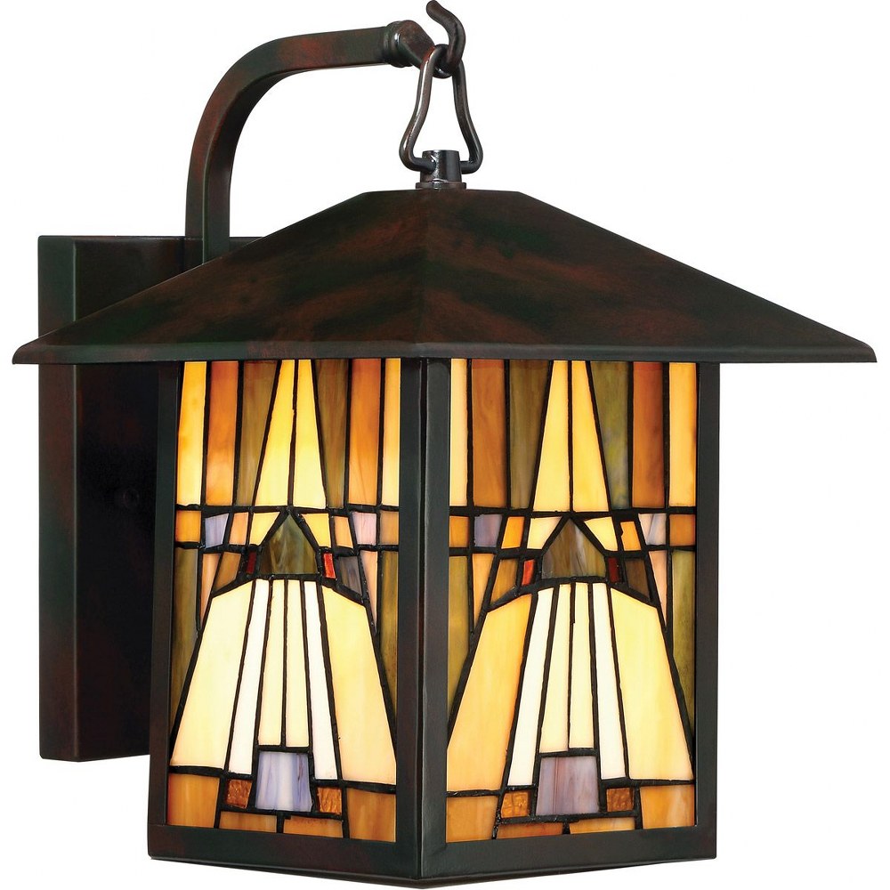 Quoizel Lighting-TFIK8409VA-Inglenook - 100W 1 Light Outdoor Medium Wall Lantern - 11.75 Inches high   Valiant Bronze Finish with Tiffany Glass