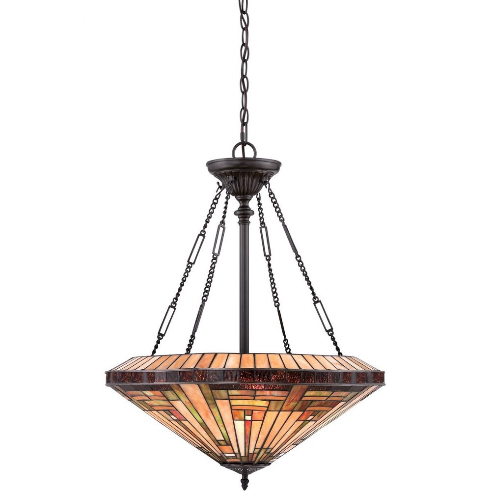 Quoizel Lighting-TFST2822VB-Stephen Pendant 4 Light   Vintage Bronze Finish with Tiffany Glass