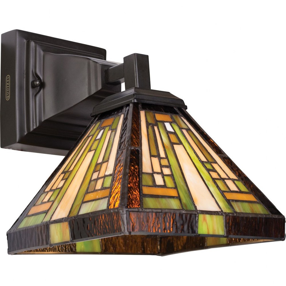 Quoizel Lighting-TFST8701VB-Stephen - 1 Light Wall Sconce - 9.5 Inches high   Vintage Bronze Finish with Tiffany Glass