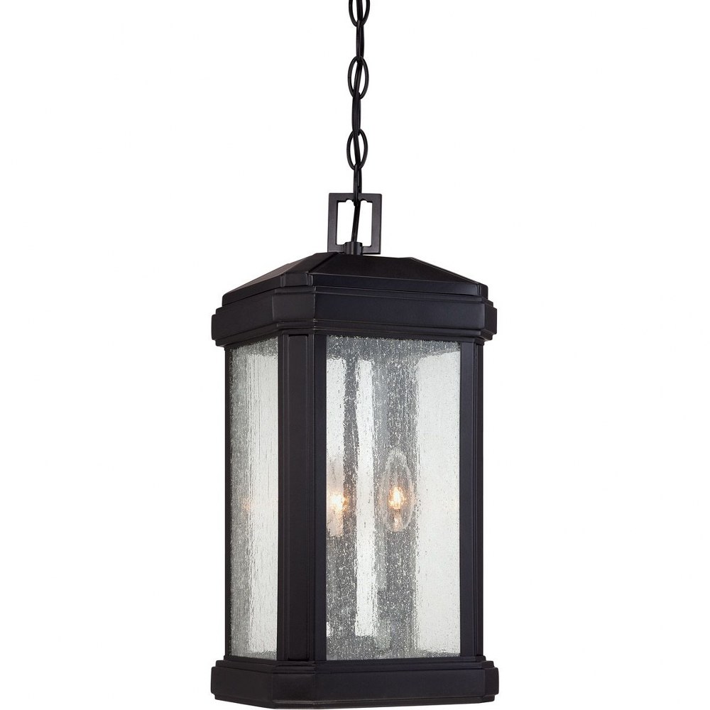 Quoizel Lighting-TML1908K-Trumbull - 3 Light Outdoor Hanging Lantern - 18 Inches high   Mystic Black Finish with Clear Seedy Glass