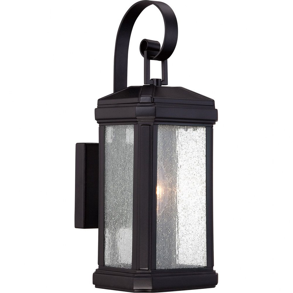 Quoizel Lighting-TML8405K-Trumbull - 1 Light Outdoor Wall Mount - 14.5 Inches high   Mystic Black Finish with Clear Seedy Glass