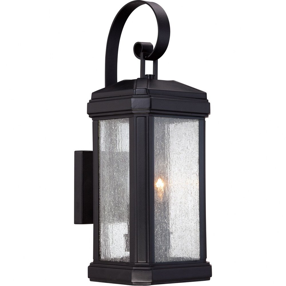 Quoizel Lighting-TML8407K-Trumbull - 2 Light Outdoor Wall Mount - 18.5 Inches high   Mystic Black Finish with Clear Seedy Glass