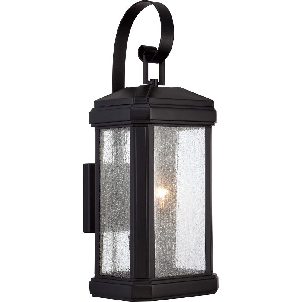 Quoizel Lighting-TML8408K-Trumbull - 2 Light Outdoor Wall Mount - 22.5 Inches high   Mystic Black Finish with Clear Seedy Glass