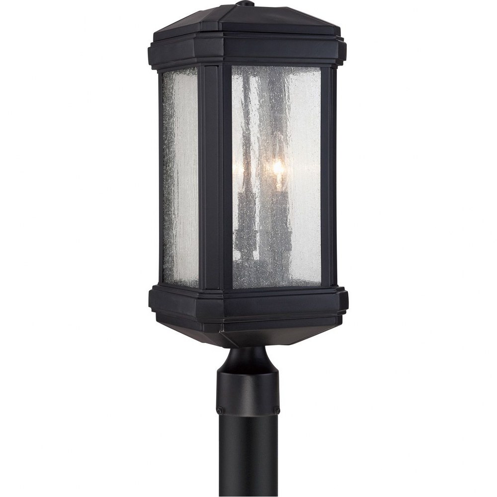 Quoizel Lighting-TML9008K-Trumbull - 3 Light Outdoor Post Lantern - 21.5 Inches high   Mystic Black Finish with Clear Seedy Glass