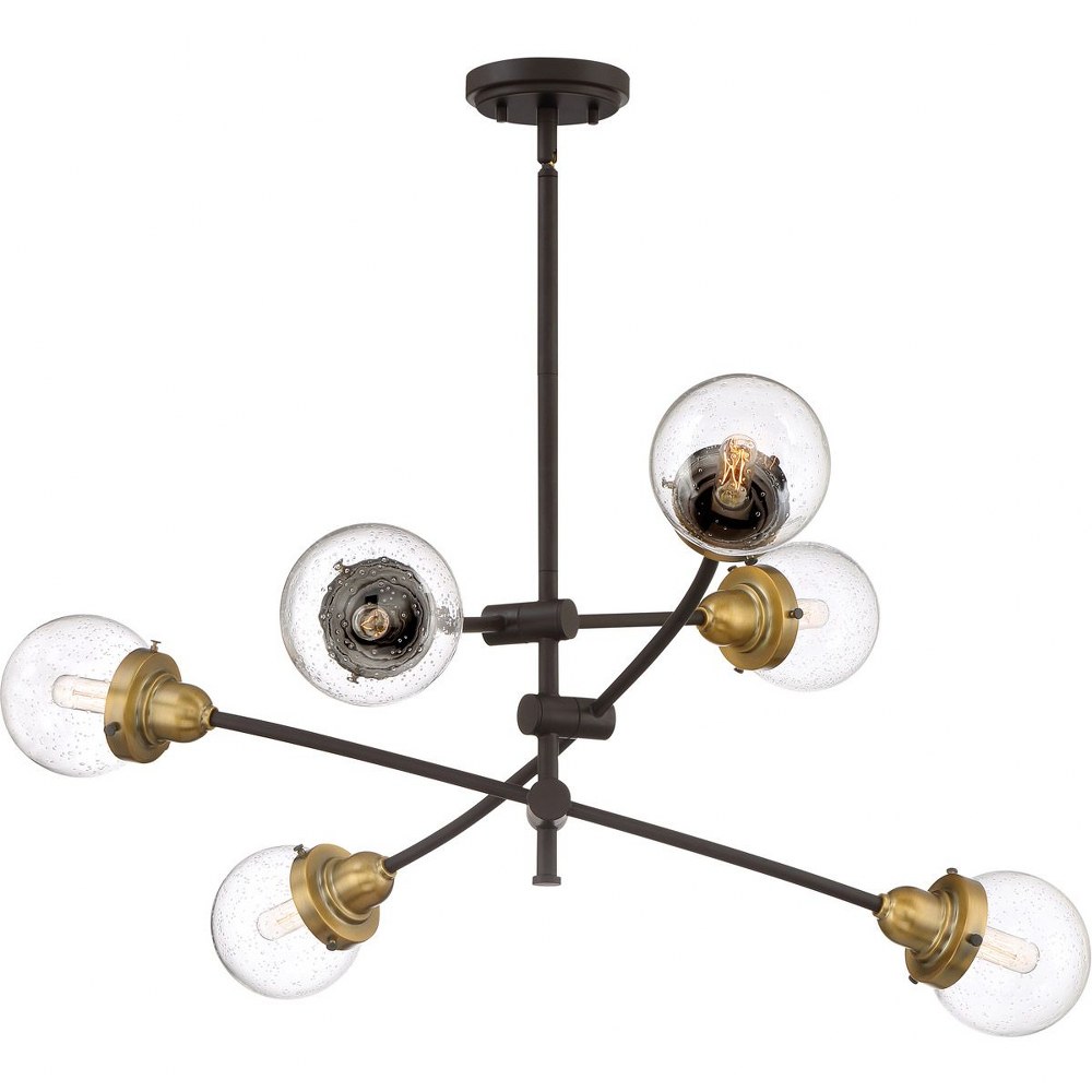 Quoizel Lighting-TNC5006WT-Trance Chandelier 6 Light Steel - 10.5 Inches high Western Bronze  Western Bronze Finish with Clear Seedy Glass