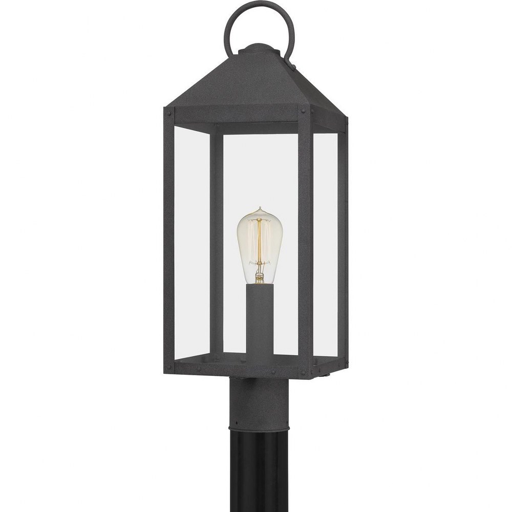 Quoizel Lighting-TPE9008MB-Thorpe - 1 Light Outdoor Post Lantern   Mottled Black Finish