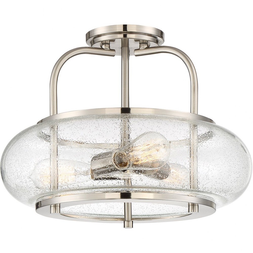 Quoizel Lighting-TRG1716BN-Trilogy - 3 Light Large Semi-Flush Mount - 12 Inches high Brushed Nickel  Old Bronze Finish