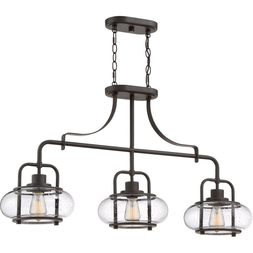 Quoizel Lighting-TRG338OZ-Trilogy - 3 Light Island - 21.55 Inches high Old Bronze  Old Bronze Finish with Clear Seedy Glass