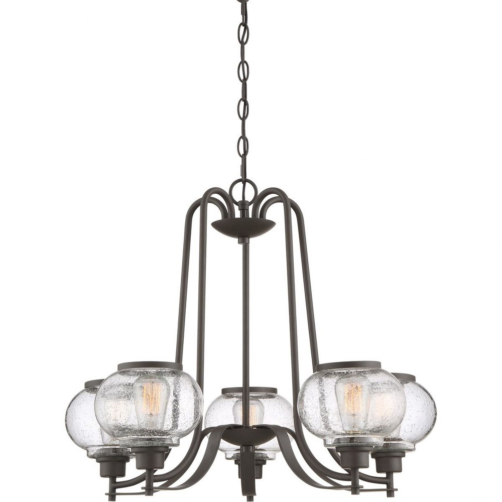 Quoizel Lighting-TRG5005OZ-Trilogy Chandelier 5 Light Steel - 21.69 Inches high Old Bronze  Old Bronze Finish with Clear Seedy Glass