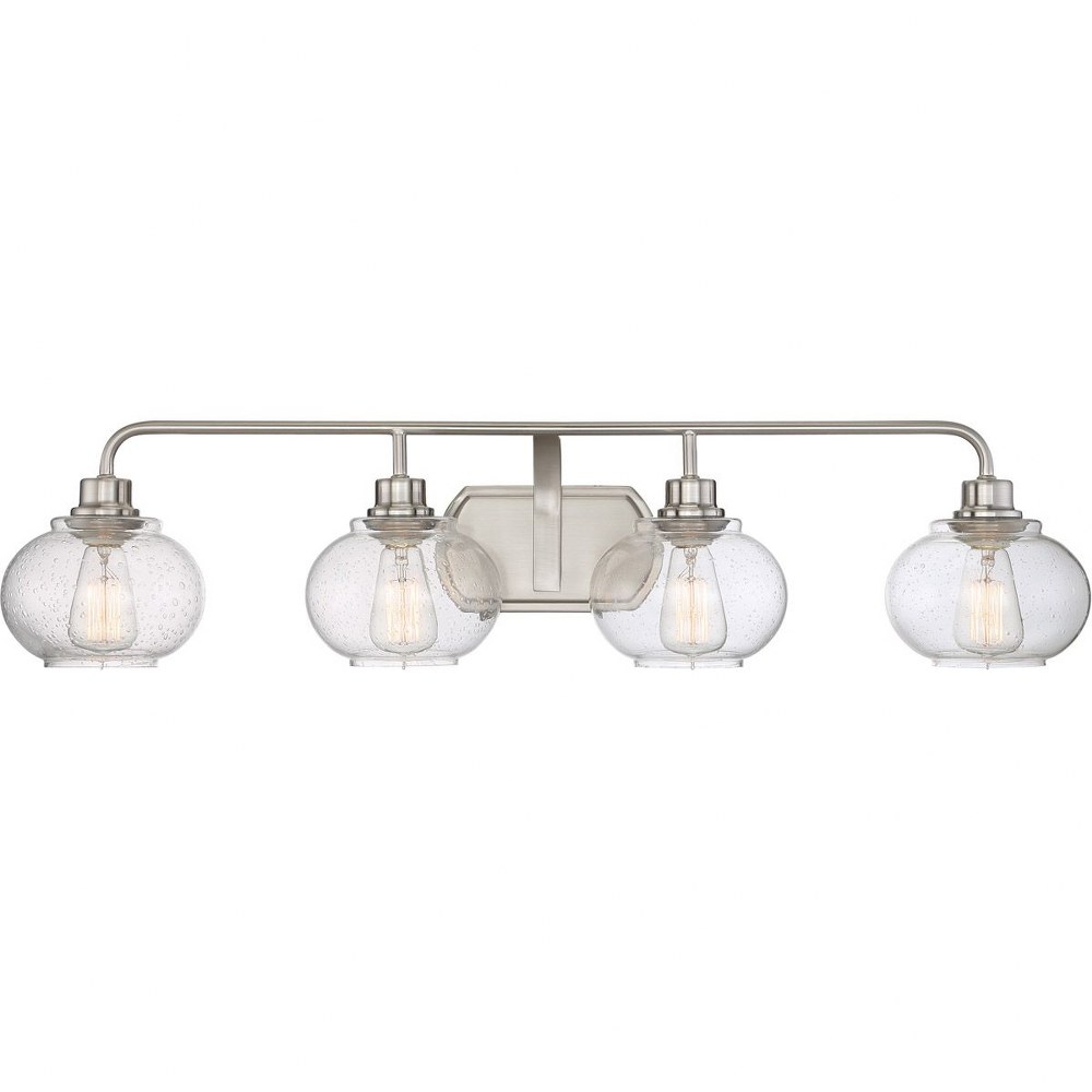 Quoizel Lighting-TRG8604BN-Trilogy 4 Light Transitional Extra Large Bath Vanity Approved for Damp Locations - 8.25 Inches high Brushed Nickel  Old Bronze Finish with Clear Seedy Glass