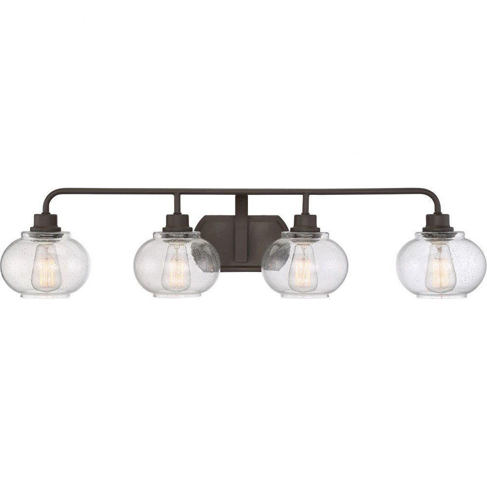 Quoizel Lighting-TRG8604OZ-Trilogy 4 Light Transitional Extra Large Bath Vanity Approved for Damp Locations - 8.25 Inches high Old Bronze  Old Bronze Finish with Clear Seedy Glass