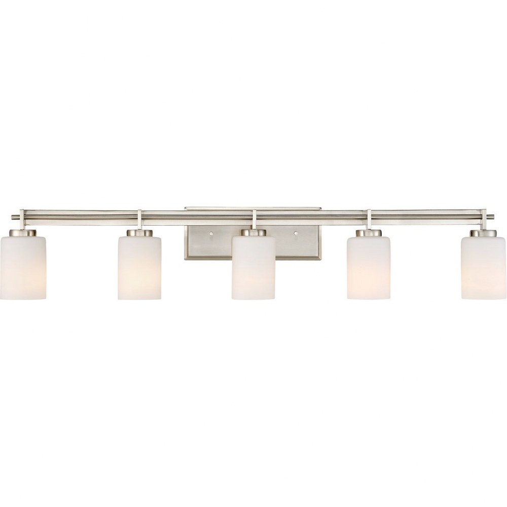 Quoizel Lighting-TY8605BN-Taylor 5 Light Transitional Bath Vanity Approved for Damp Locations - 7.5 Inches high Brushed Nickel  Western Bronze Finish with Opal Etched Glass