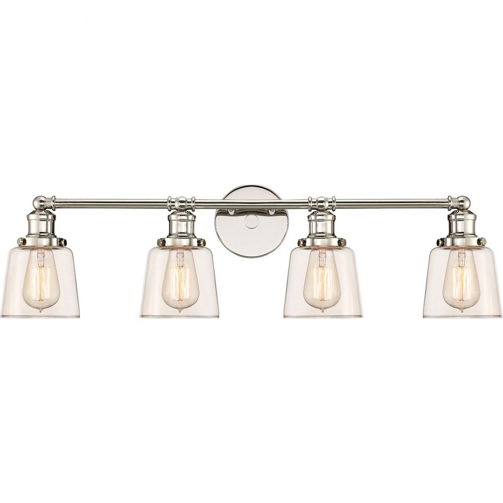 Quoizel Lighting-UNI8604PK-Union 4 Light Transitional Extra Large Bath Vanity Approved for Damp Locations - 9 Inches high   Polished Nickel Finish