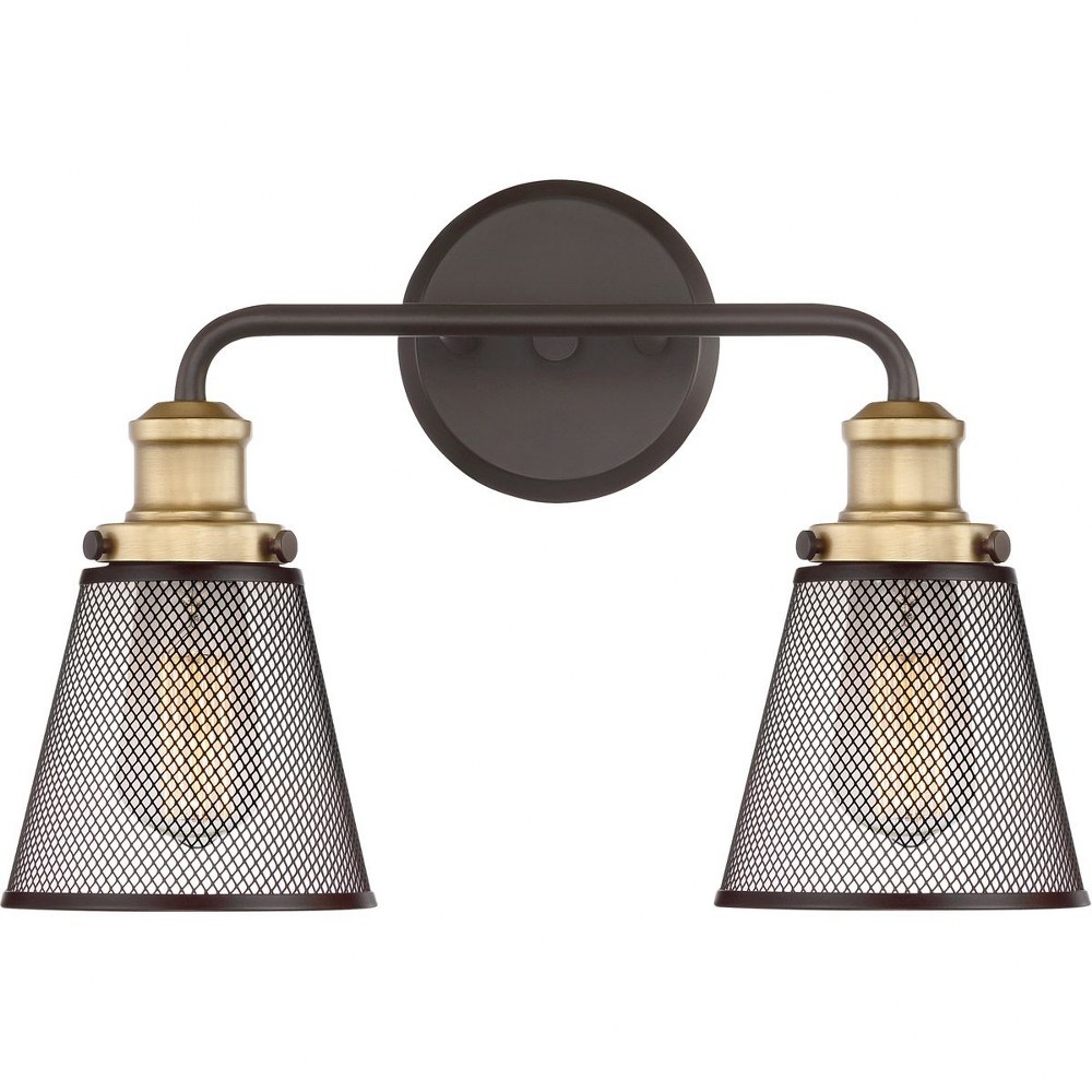 Quoizel Lighting-VLT8602WT-Vault 2 Light Transitional Bath Vanity Approved for Damp Locations - 11 Inches high   Western Bronze Finish with Mesh Shade