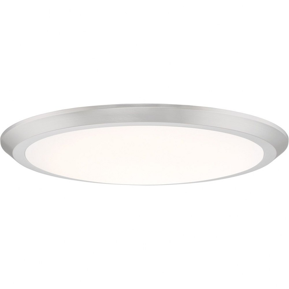 Quoizel Lighting-VRG1620BN-Verge - 30W 1 LED Flush Mount - 2 Inches high Brushed Nickel  Fresco Finish with White Acrylic Glass