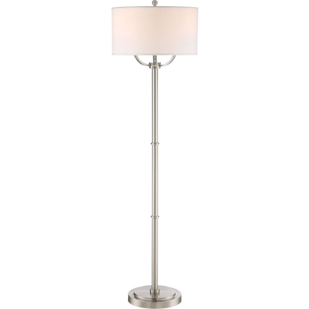 Quoizel Lighting-VVBY9362BN-Vivid Broadway - 3 Light Medium Floor Lamp Brushed Nickel  Oil Rubbed Bronze Finish with Biege Fabric Shade