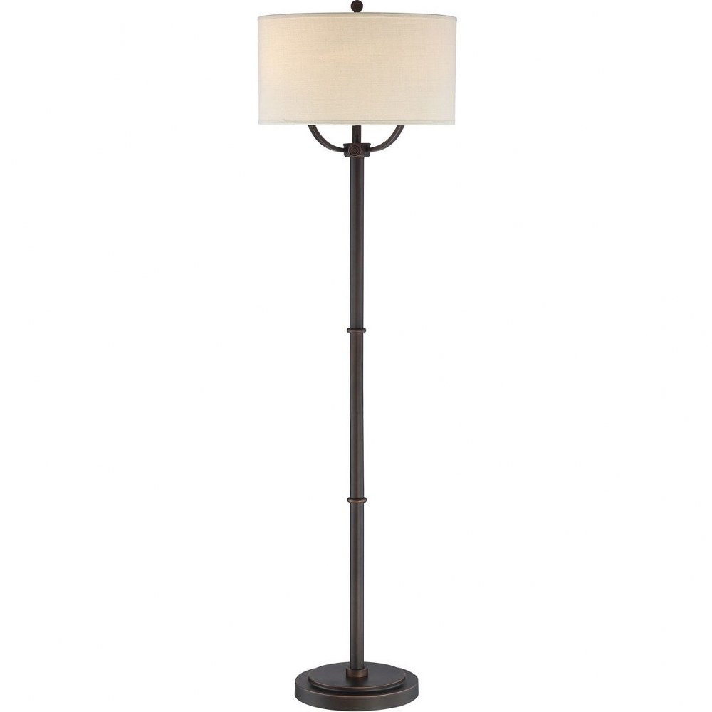 Quoizel Lighting-VVBY9362OI-Vivid Broadway - 3 Light Medium Floor Lamp Oil Rubbed Bronze  Oil Rubbed Bronze Finish with Biege Fabric Shade