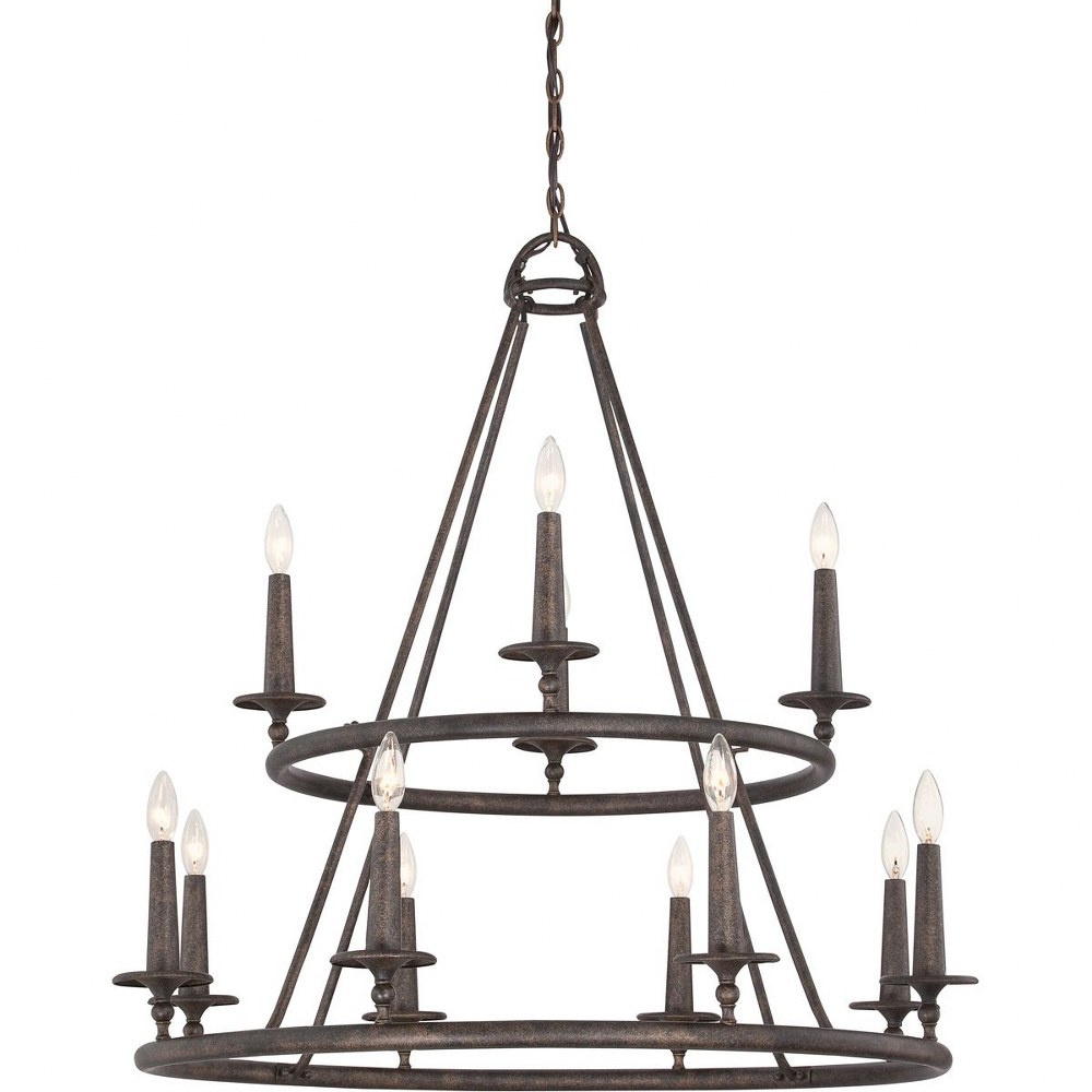 Quoizel Lighting-VYR5012ML-Voyager Chandelier 12 Light Steel - 36 Inches high   Malaga Finish