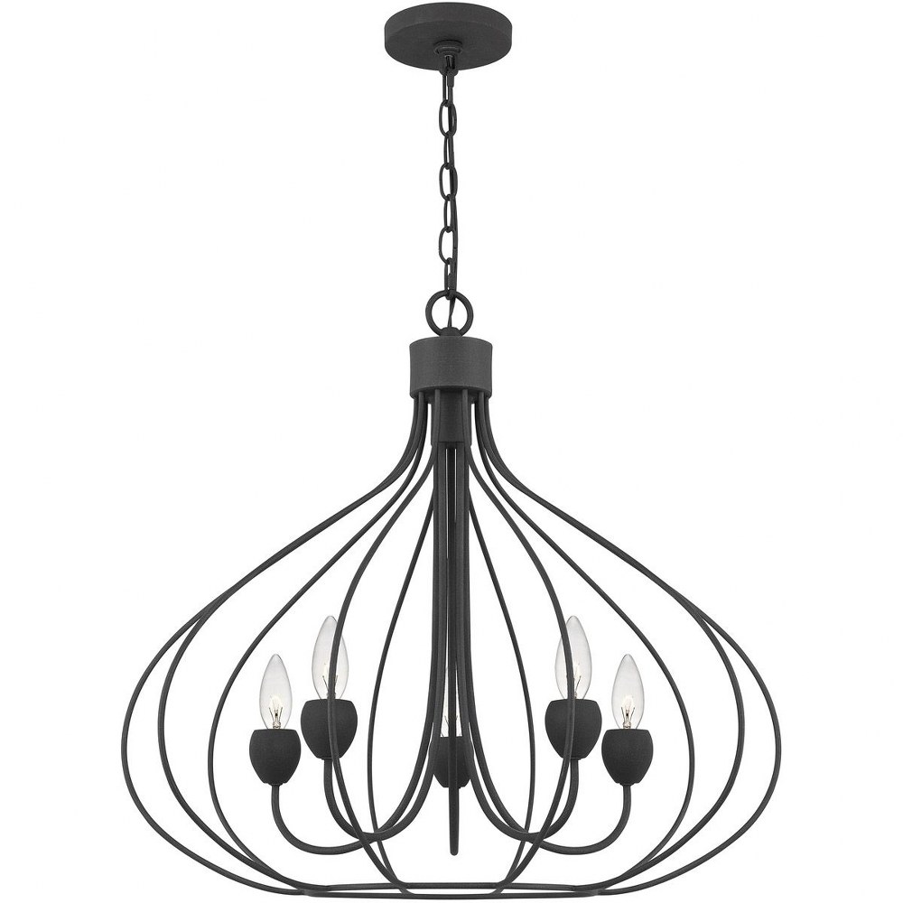 Quoizel Lighting-WAL5025GK-Walsh - 5 Light Pendant in Transitional style - 25 Inches wide by 23.5 Inches high   Grey Ash Finish