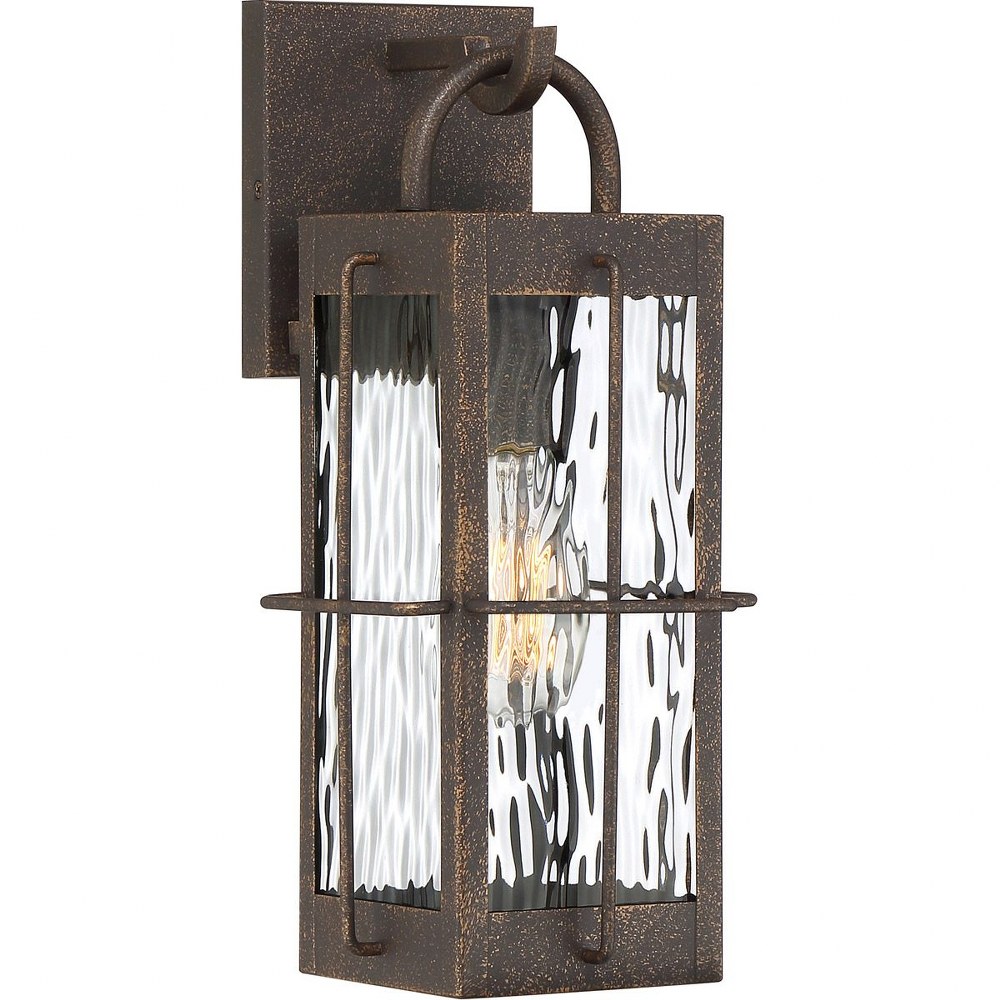 Quoizel Lighting-WAR8406GZ-Ward 14.25 Inch Outdoor Wall Lantern Transitional Steel   Gilded Bronze Finish with Clear Water Glass