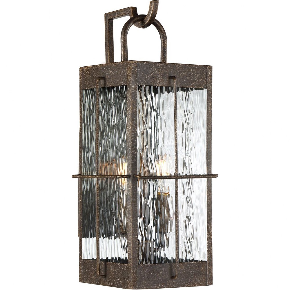 Quoizel Lighting-WAR8408GZ-Ward 19 Inch Outdoor Wall Lantern Transitional Steel - 19 Inches high   Gilded Bronze Finish with Clear Water Glass