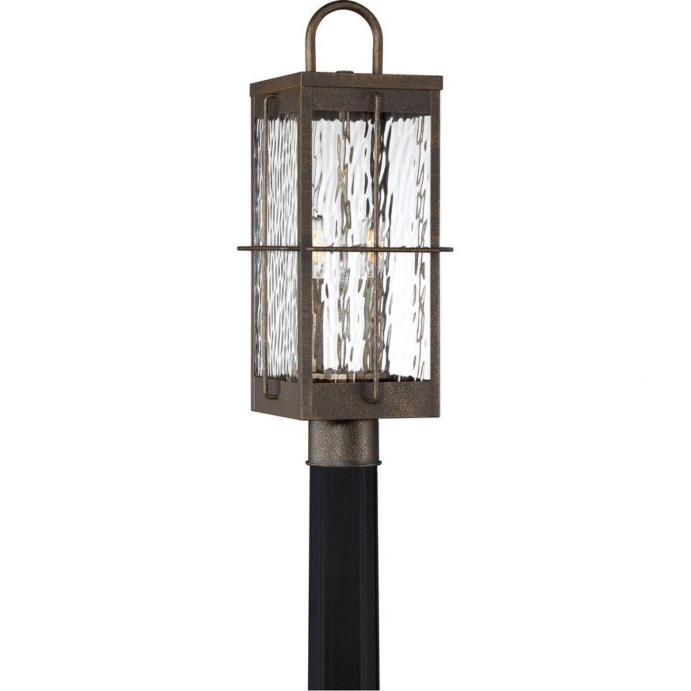 Quoizel Lighting-WAR9008GZ-Ward - 2 Light Outdoor Post Lantern - 20.75 Inches high   Gilded Bronze Finish with Clear Water Glass