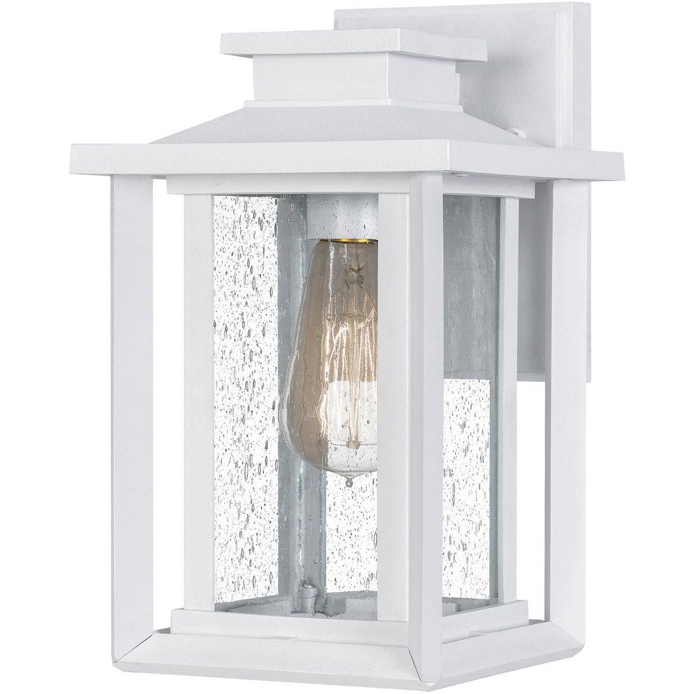 Quoizel Lighting-WKF8407W-Wakefield 11 Inch Outdoor Wall Lantern Transitional for Wet Locations - 11 Inches high made with Coastal Armour White Lustre  Earth Black Finish with Clear Lighter Seedy Glas