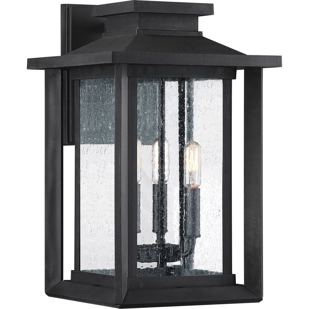 Quoizel Lighting-WKF8411EK-Wakefield 17 Inch Outdoor Wall Lantern Transitional for Wet Locations made with Coastal Armour Earth Black  Earth Black Finish with Clear Lighter Seedy Glass