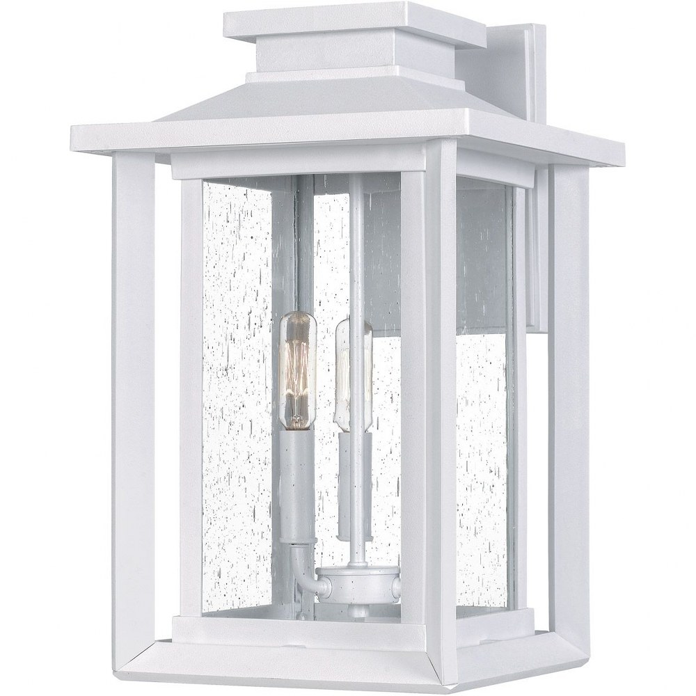 Quoizel Lighting-WKF8411W-Wakefield 17 Inch Outdoor Wall Lantern Transitional for Wet Locations made with Coastal Armour White Lustre  Earth Black Finish with Clear Lighter Seedy Glass