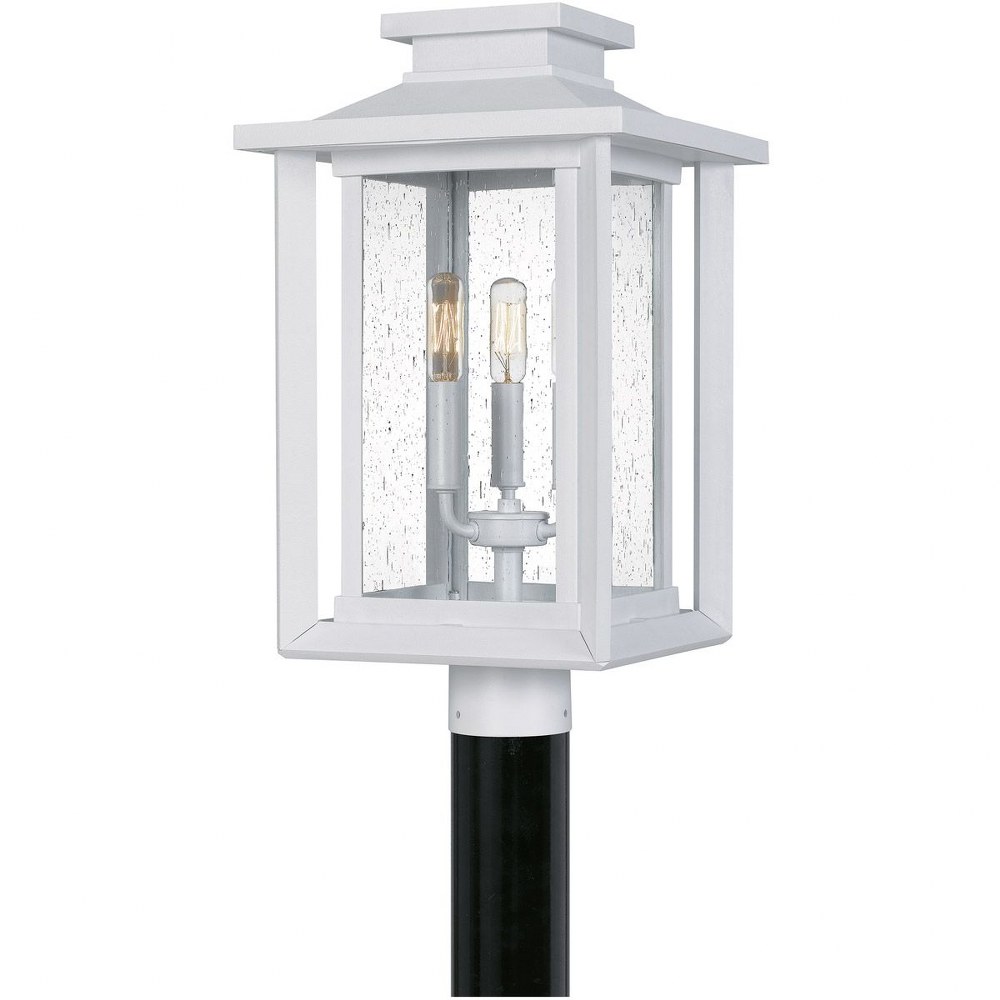 Quoizel Lighting-WKF9011W-Wakefield - 3 Light Outdoor Post Lantern - 19.25 Inches high made with Coastal Armour White Lustre  Earth Black Finish with Clear Lighter Seedy Glass