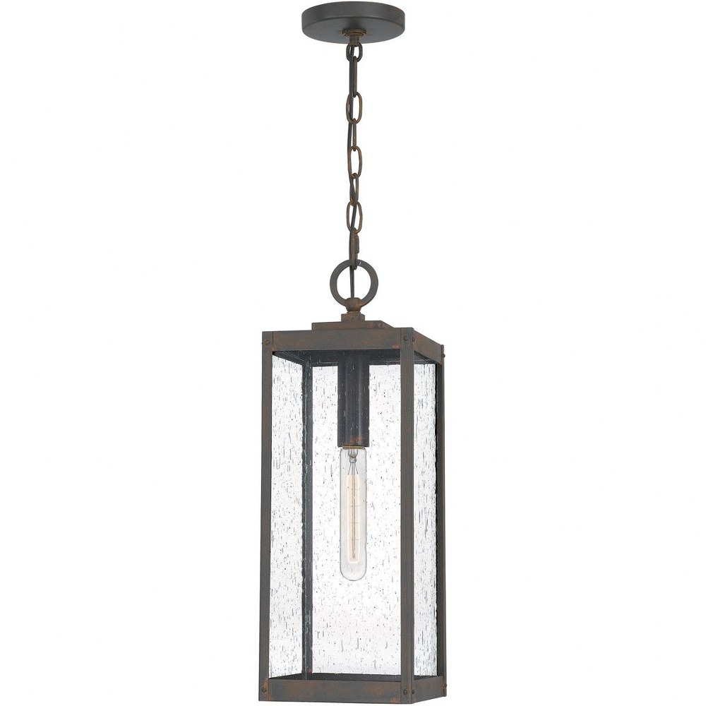 Quoizel Lighting-WVR1907IZ-Westover 1-Light Outdoor Hanging Lantern - 20.75 Inches Tall and 7 Inches Wide Industrial Bronze  Earth Black Finish with Clear/Beveled Edge Glass