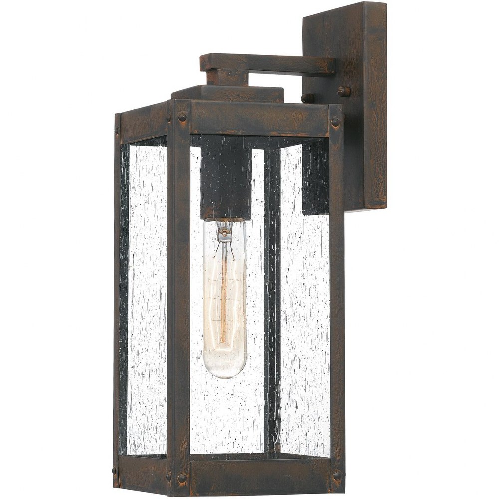 Quoizel Lighting-WVR8405IZ-Westover 1-Light Small Outdoor Wall Lantern in Transitional Style 14.25 Inches Tall and 5 Inches Wide Industrial Bronze  Earth Black Finish with Clear/Beveled Edge Glass