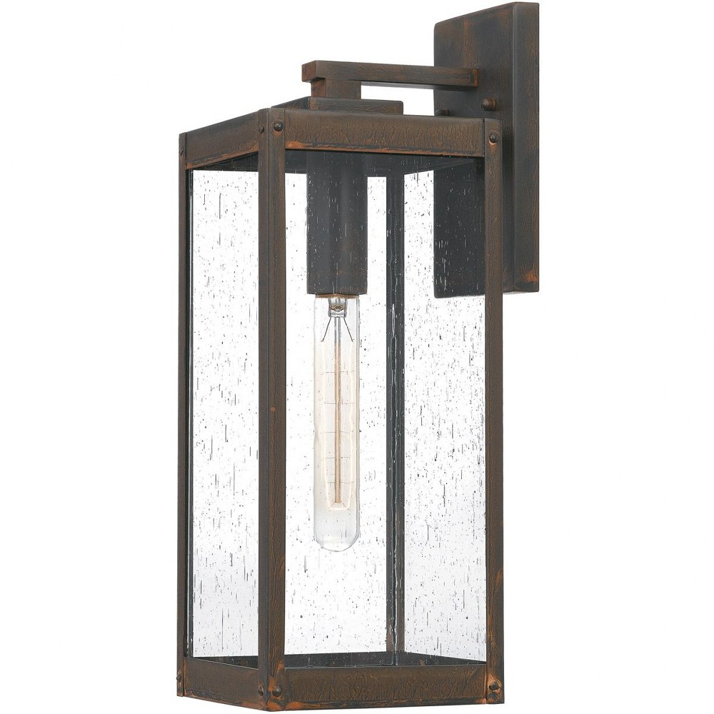 Quoizel Lighting-WVR8406IZ-Westover 1-Light Medium Outdoor Wall Lantern in Transitional Style 17 Inches Tall and 6 Inches Wide Industrial Bronze  Earth Black Finish with Clear/Beveled Edge Glass